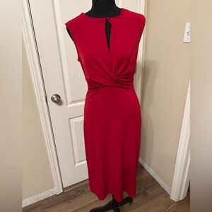 Moda International Small Medium Red sexy wrap top fitted dress  low cut